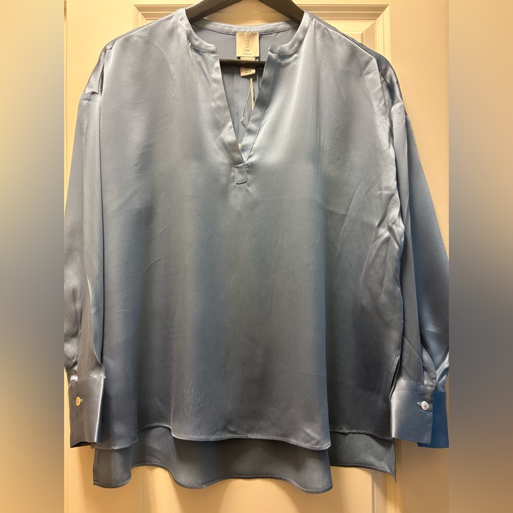 NWT Joie 100% silk washable blue blouse small